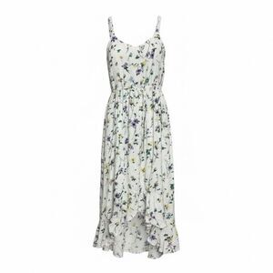 Loft Floral Ruffle Sleeveless Button Tie Waist Midi Sundress Multicolor Size 4